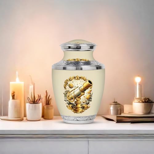 Telescope Cremation Urn 10 Inch White - Memorial Urn for Ashes