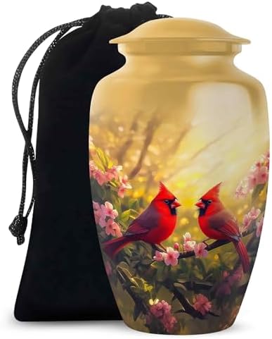 Cardinal Urns for Adult Ashes - Medium Size Yellow 6 Inch Decorative Burial Urn