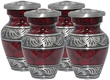 Set of Four Red Token Cremation Urns for Sharing
