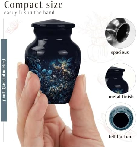 Blue Flowers Urns for Human Ashes Small Keepsake Urn 3 Inch Cremation Urn