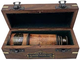 14 Inch Brass Spyglass with Wooden Box - Nautical Pirate Scope for Collectors