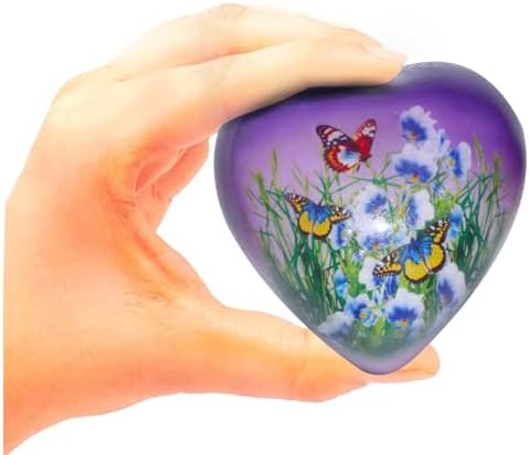 Bold Divine Butterfly Cremation Urns Purple Heart Shape