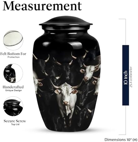 Cow Urn for Human Ashes - 10 Inch