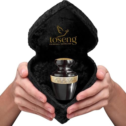 Handcrafted Decorative Urn for Ashes - Aluminium Enamel Cremation Urn with Velvet Bag