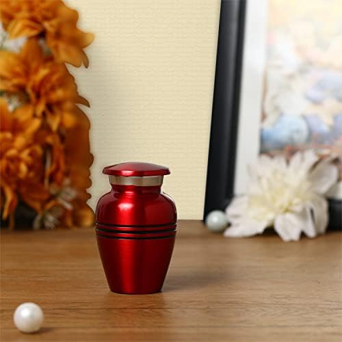 Small Cremation Urns for Men Women - Ruby Red Mini Keepsake Urn with Velvet Bag and Gift Box