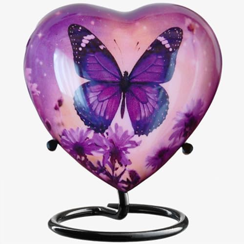 Purple Butterfly Urn with Stand for Ashes