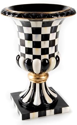 Mackenzie-Childs Pedestal Urn with Courtly Check Pattern