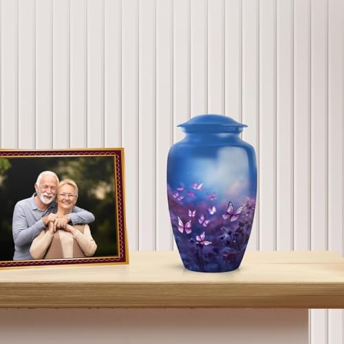 YATSKIA Purple Butterfly Urn - Decorative Cremation Urn for Human Ashes