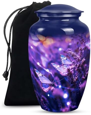 Purple Butterfly Urns For Human Ashes 10 Inch