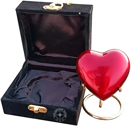 Premium Red Heart Urn with Box and Brass Stand
