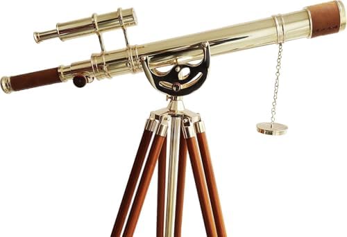 Personalized Vintage Telescope with Brass and Wood