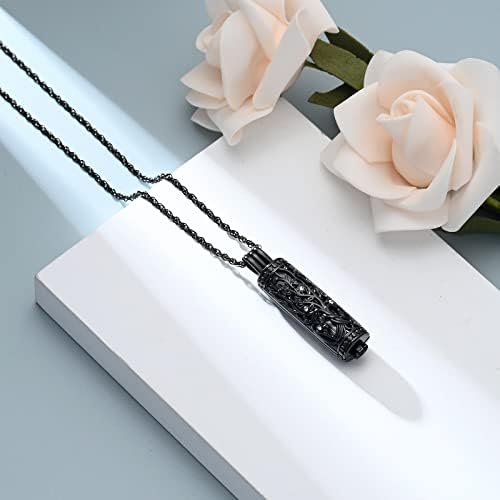 Shajwo Cylinder Cremation Urn Ashes Necklace for Women Men