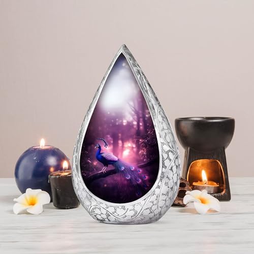 Purple Peacock Mini Urn for Human Ashes - 3 Inch