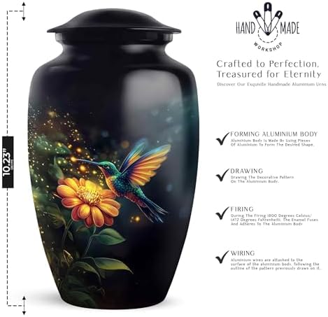 Hummingbird Cremation Urn for Adults - 10 Inch - Velvet Bag Included