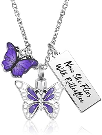 Butterfly Cremation Urn Necklace for Ashes
