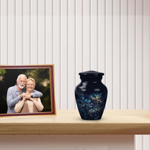 Blue Flowers Urns for Human Ashes Small Keepsake Urn 3 Inch Cremation Urn