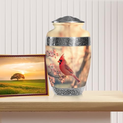 YATSKIA Orange Cardinal Bird Cremation Urn for Human Ashes