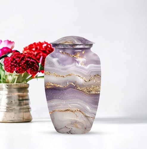 Golden Serenity Decorative Urn for Human Ashes 10 Inch