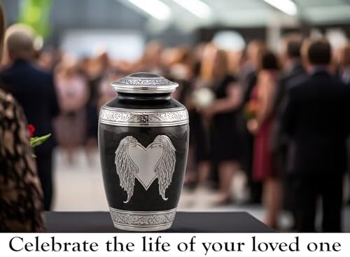 Elegant Angel Wings Cremation Urn - Black Velvet Bag Included