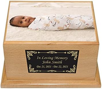 Custom Engraved Baby Cremation Urn Wooden Design