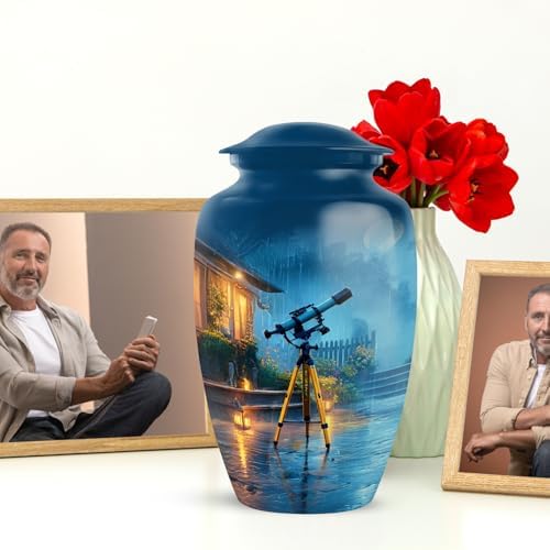 JAGASY 10 Inch Aluminum Ash Urn - Decorative Memorial Cremation Urn for Adult
