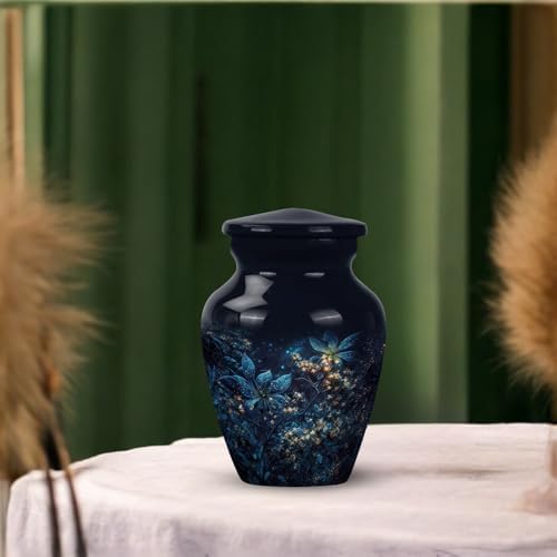Blue Flowers Urns for Human Ashes Small Keepsake Urn 3 Inch Cremation Urn