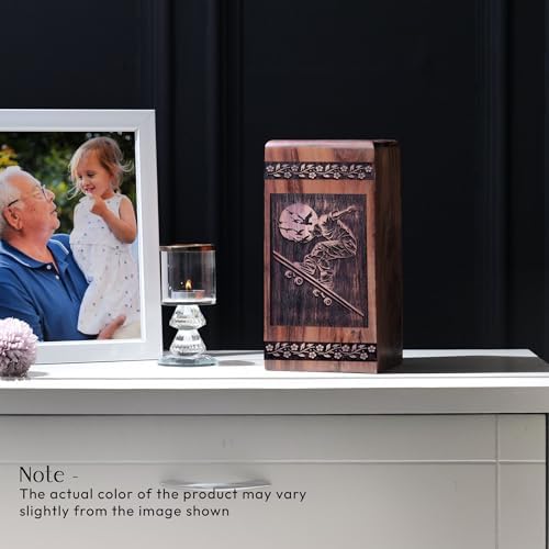 Subsh 8 Inch Black Handmade Wooden Cremation Urn
