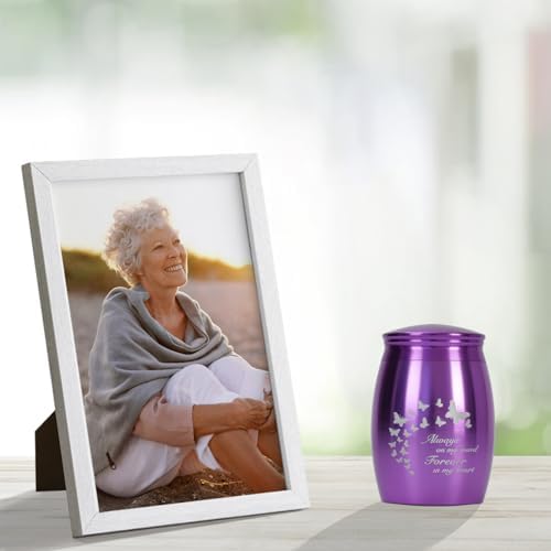 Mini Purple Butterfly Ash Urn for Women 27x17 Inch