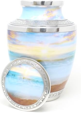 Beach Waves and Sunset Decorative Cremation Urn for Human Ashes - Large