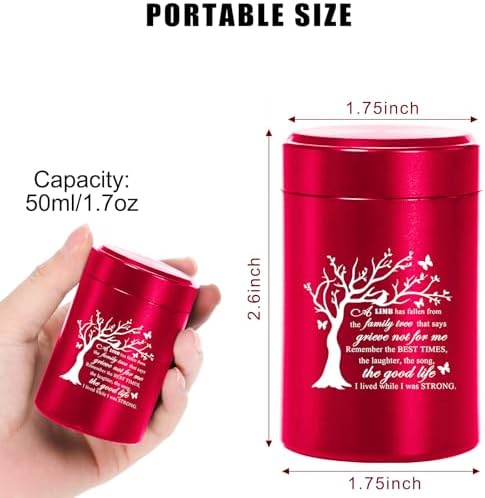 Red Mini Urns for Human Ashes Keepsake Tree of Life Urn Necklace for Women Men