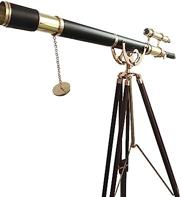 Vintage Double Barrel Brass Telescope with Leather Tube
