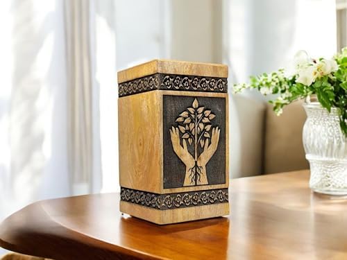Handcrafted Wooden Cremation Urn with Celtic Cross Engraving