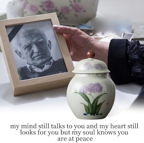 Iris Flower Small Urn for Ashes - 45 Inch Ceramic Keepsake
