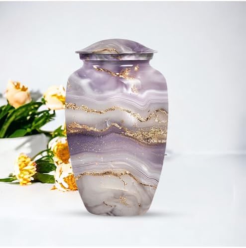Golden Serenity Decorative Urn for Human Ashes 10 Inch