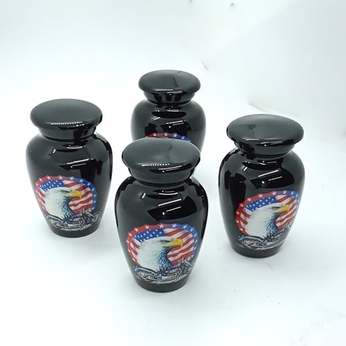 UR Keepsake Urn Set of 4 - US Flag Eagle with Harley Davidson Design