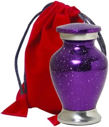 Small Purple Cremation Urn with Velvet Bag and Gift Box