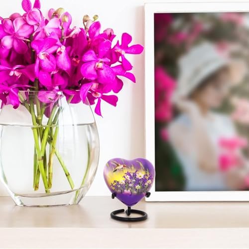Purple Hummingbird Urn Mini Small Keepsake Urn for Human Ashes