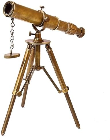 Vintage Brass Table Telescope with Wooden Tripod Stand