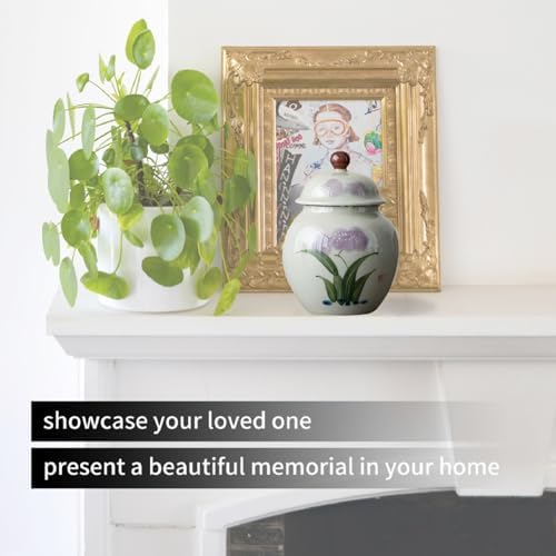 Iris Flower Small Urn for Ashes - 45 Inch Ceramic Keepsake