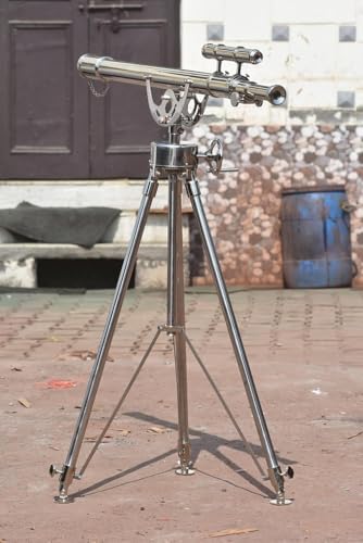 Nautical Double Barrel Brass Telescope with Tripod - Home Decor