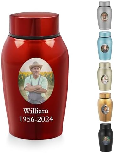 Custom Photo Urn for Ashes Keepsake - 55 Inch Red