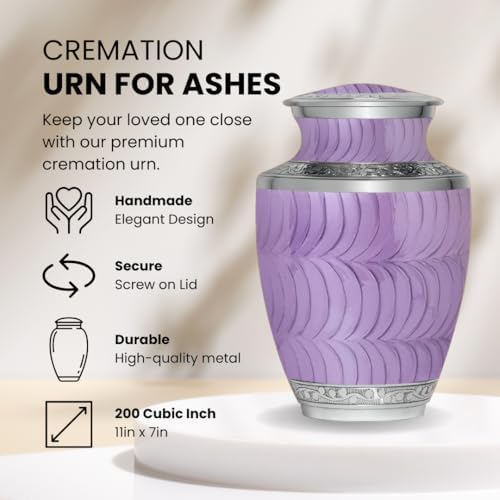 Lavender Purple Cremation Urn - Handcrafted for Adults