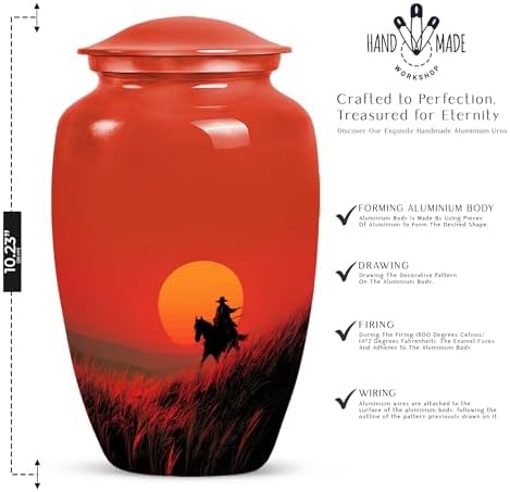 Sunset Cowboy Urn for Ashes - 10 Inch Adult Male