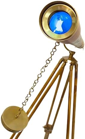 Nautical Vintage Solid Antique Brass Telescope with Leather Sheath and Wooden Tripod