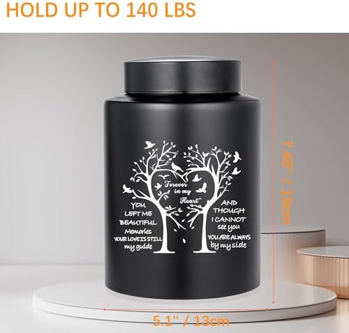 Tree of Love Medium Black Urn for Adult Ashes