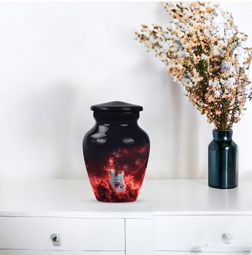 Guitar Decorative Urn for Human Ashes Black 3 Inch