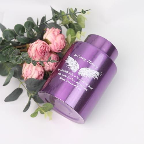 6 Inch Stainless Steel Purple Wing Keepsake Urn for Human Ashes