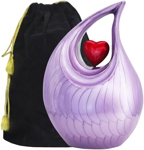 M Meilin Xu Cremation Urn Large Red Heart Purple Teardrop