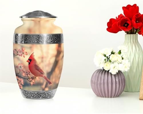 YATSKIA Orange Cardinal Bird Cremation Urn for Human Ashes