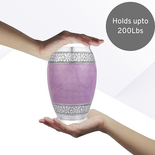 Metal Alloy Cremation Urn - Lavender Silver 105